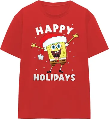 Produktbild von SpongeBob SquarePants - "Happy Holidays" T-Shirt für Damen, weihnachtliches Design TV26612 (M) (Rot)