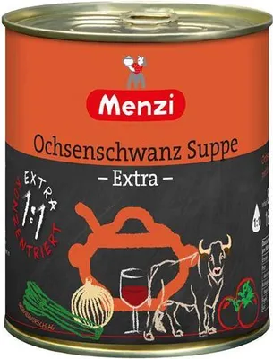 Produktbild von Menzi Ochsenschwanz Suppe -Extra- 800 Ml Dose  Mit extra viel Fleischeinlage Konzentriert Lactosefrei Frei von Ei