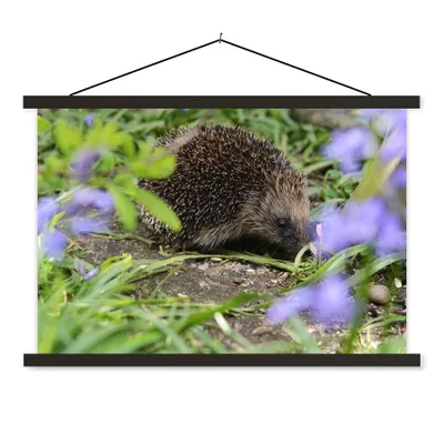 Produktbild von MuchoWow® Textilposter Igel hinter Blumen 150x100 cm mit schwarzem Rahmen - Schlafzimmer