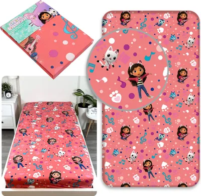 Obrázek produktu pro Gábinin kouzelný domek Dětské prostěradlo, bavlněné prostěradlo s gumou 100% BAVLNA 90x200cm+25cm, OEKO-TEX
