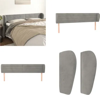 Produktbild von vidaXL Kopfteil mit Ohren Hellgrau 163x23x78/88 cm Samt - Kopfteil - Kopfteile - Bett-Kopfteil - Bettkopfteil