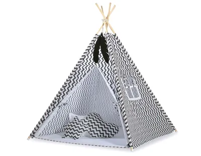 Image de Tipi-tente pour enfants avec plumes suspendues Noir 150 cm