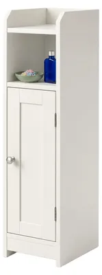 Produktbild von Relaxdays Badezimmerschrank, 5 Fächer, HxBxT: 80 x 18 x 20 cm, Magnetverschluss, Landhausstil, schmaler Badschrank, weiß