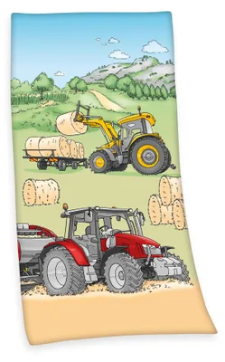 Produktbild von "Traktor ( HERDING Young Collection )" Badetuch / Strandtuch / Handtuch, 100% Baumwolle ( Velours ), 75x150 cm