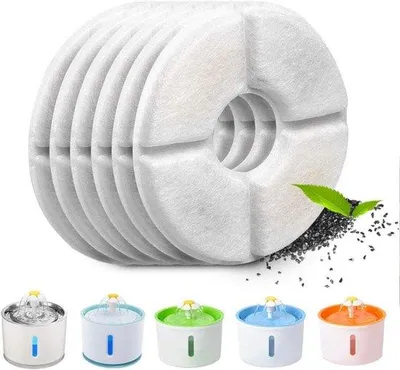 Image de Filtre à eau pour chats, forme ronde, avec résine échangeuse d'ions et charbon actif, filtre à eau pour chats et chiens
