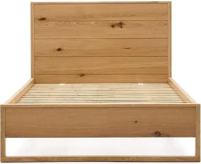 Produktbild von Bett Alguema 90x190 cm Massivholz Sperrholz Eichenfurnier Natur
