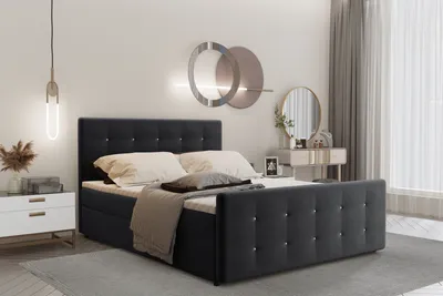 Produktbild von Kaiser Möbel Boxspringbett 180x200 mit bettkasten und matratze+topper, Schlafzimmerbett AMOR Schwarz