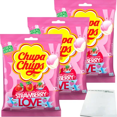 Produktbild von Chupa Chups Strawberry Love 3er Pack (3x120g Packung) + usy Block