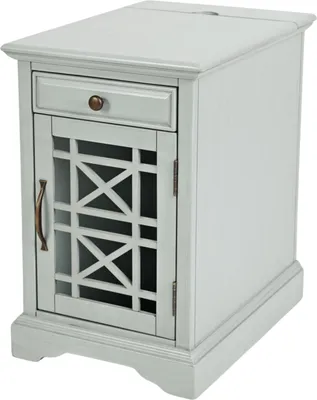 Imagen del producto de Mesa de noche FURNLUX Avola, color gris y verde, 41 cm / Color principal: Gris / Dimensiones: 41 x 64 x 56 cm