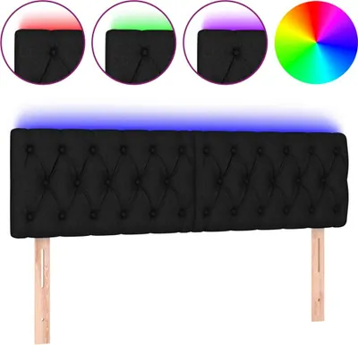 Produktbild von vidaXL LED Kopfteil Schwarz 144x7x78/88 cm Stoff