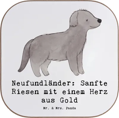 Produktbild von Mr. & Mrs. Panda Tischschoner Neufundländer Liebe - Weiß - Geschenk, Hunderassen, Untersetzer für Gläser, Charakter, Hunderasse, bieruntersetzer, geduldig, Hundeliebhaber