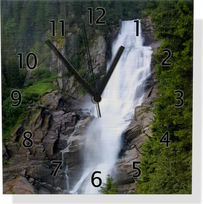 Produktbild von Wallario Design Wanduhr Wasserfall aus Aluverbund, Größe 30 x 30 cm