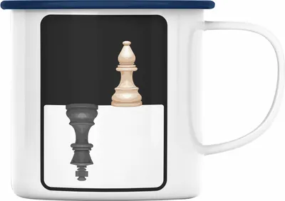Produktbild von Trendation - Schach Geschenk Schachspieler Geschenkidee Emaille Tasse Schachfiguren Grafik (Blau)