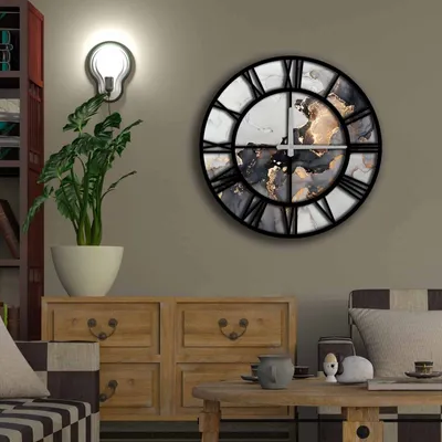 Image de Opviq, 5050MS-079, Horloges murales, Multicolore, MDF, 50 x 50 cm
