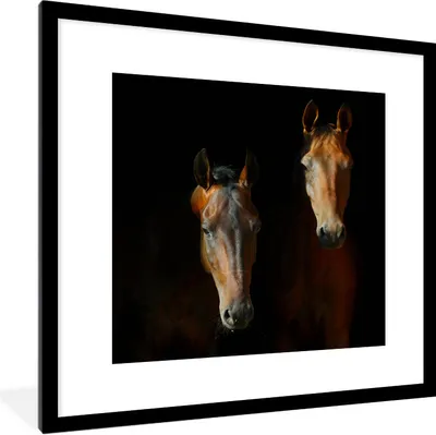 Produktbild von MuchoWow® Gerahmtes Poster Pferde - Tiere - Braun 40x40 cm - Poster mit Schwarzem Bilderrahmen Wandposter Rahmen Foto Bilder - Poster - Plakat im Rahmen