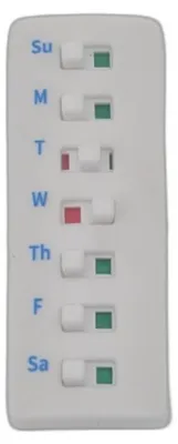 Immagine prodotto di INF Adesivo promemoria pillole riutilizzabile — Tracker farmaci in ABS autoadesivo, compatto 6cm x 2.3cm Bianco