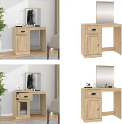Obrázok produktu pre vidaXL Toaletný stolík so zrkadlom Sonoma dub 90x50x132,5 cm - Toaletný stolík - Toaletné stolíky - Kozmetické stolíky