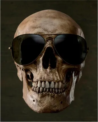 Produktbild von Wallario Poster - Totenschädel mit cooler Sonnenbrille, Kunstdruck Größe: 40 x 50 cm