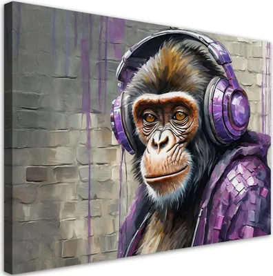 Image de Toile Fioletowa Małpka Dj 60x40 Feeby Violet image pour le mur prête à accrocher