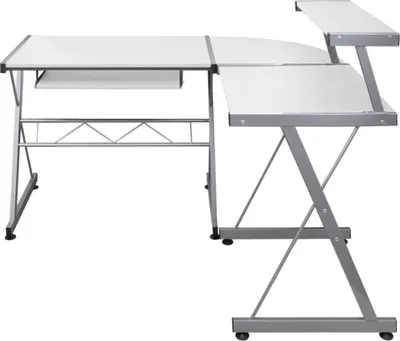 Obrázok produktu pre vidaXL Rohový počítačový stôl biely 132x112x99 cm Materiál drevo