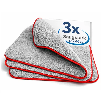 Produktbild von com-four® 3x Mikrofasertücher 40x40 cm – saugstarke Poliertücher für Autopflege
