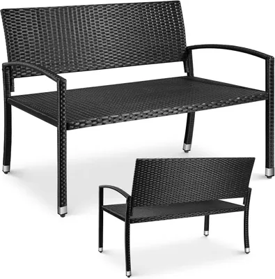 Produktbild von Gartenbank - 2-Sitzer Polyrattan Sitzbank - Wetterfest für Balkon & Garten - Modernes Outdoor Sofa - 122 x 62 x 90 cm
