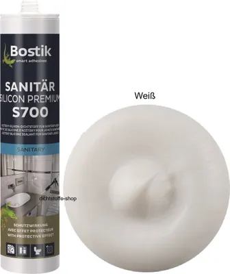 Produktbild von Bostik S700 Sanitärsilicon Premium 300ml Kartusche 1K Silikon Fugen Dichtstoff Weiß