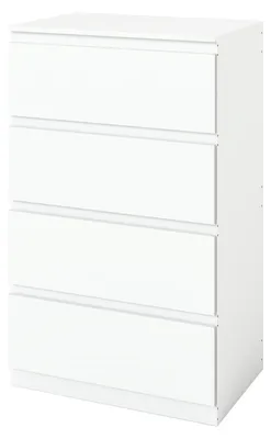 Zdjęcie produktu dla Szafka nocna komoda - Biała - 4 szuflady - 60 x 40 x 98 cm