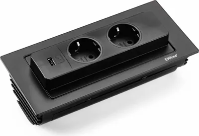 Zdjęcie produktu dla EVOline Backflip, 2 gniazda Schuko, 1 szt. Ładowarka USB