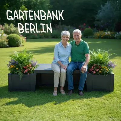Zdjęcie produktu dla Ławka ogrodowa KHW „Berlin” z tworzywa sztucznego z 2 skrzynkami na kwiaty. Wymiary: 174 x 49 x wys. 41 cm; kolor: antracyt.