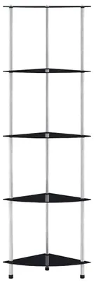 Obrázek produktu pro vidaXL Regál s 5 policemi černý 30x30x130 cm Tvrzené sklo
