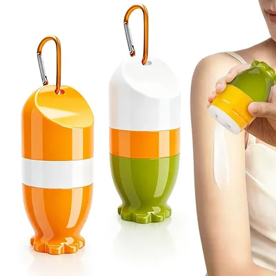Produktbild von 2er-Set Sonnenschutz-Roller,Kinder-Sonnenschutz-Rollspender,100 ml nachfüllbar,mit Haken,Roll- und Schwammapplikator,für Kinder, Erwachsene und Reisen