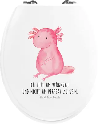 Produktbild von Mr. & Mrs. Panda Toilettenbrille Axolotl Niedlich - Weiß - Geschenk, Axolot, Lebensweisheit, klo deckel, WC Brille, Klositz, Fröhlich, WC-Sitz, Molch, Freundin, bambus