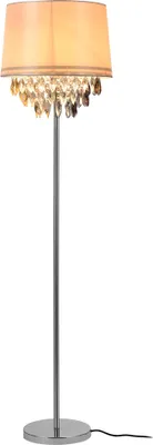 A floor lamp with a fabric shade and crystal accents, shown against a white background.