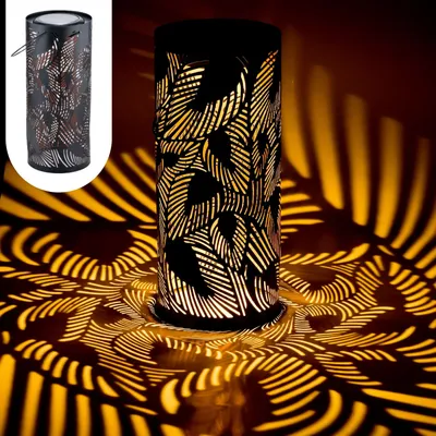 Image de Lanterne solaire moderne Lanterne solaire Photophore Lampe d'extérieur Hoja Noir
