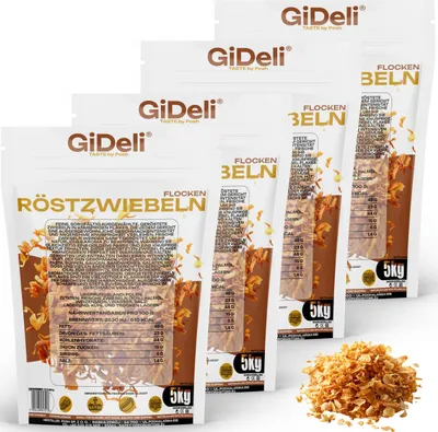 Image de Oignons rôtis, 20 kg. Oignons croustillants, rôtis. Idéal pour les burgers, les hot-dogs, les frites et comme condiment. GiDeli