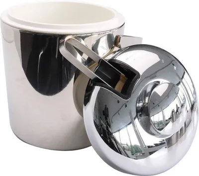 Produktbild von Famanu Eiseimer 13 Liter aus Edelstahl mit Deckel - Eiszange und Abtropfgitter