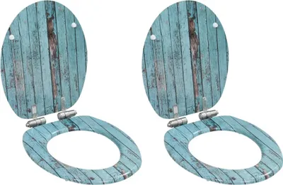 Produktbild von Toilettensitze 2 Stk. mit Soft-Close-Deckel MDF Altholz-Design
