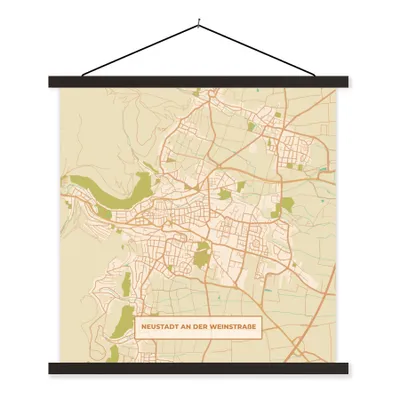 Produktbild von MuchoWow® Textilposter Karte - Neustadt an der Weinstraße - Stadtplan - Vintage 60x60 cm mit schwarzem Rahmen - Posteraufhänger