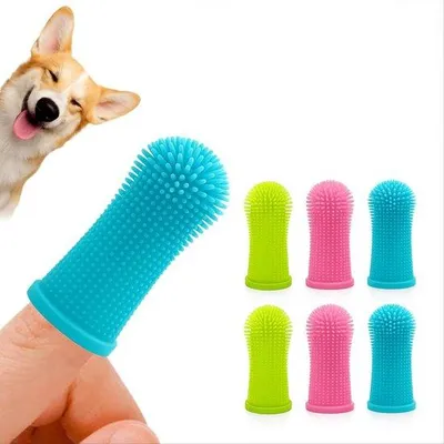 Productafbeelding van Famanu Set van 6 siliconen tandenborstels voor huisdieren – 360 graden reiniging voor honden en katten