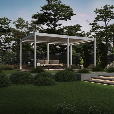 Produktbild von Deluxe Elektrisch Pavillon Terrassenüberdachung Alu LED 3,6x5 M