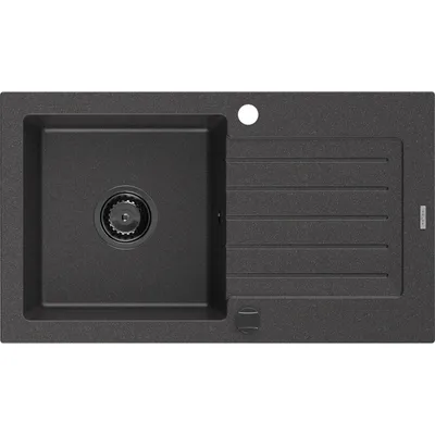 Zdjęcie produktu dla Mexen Pablo zlewozmywak granitowy 1-komorowy z ociekaczem 752 x 436 mm, czarny nakrapiany, syfon czarny - 6510751010-76-B