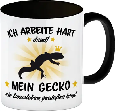 Produktbild von Ich arbeite hart für das Luxusleben meines Geckos Haustier Kaffeebecher Schwarz