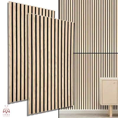 Immagine prodotto di Pannelli acustici 3D a doghe in MDF con feltro 1040x520x15mm - 2 pezzi (1,08m²) | fonoassorbenti e decorativi | rivestimento murale effetto legno 11001D
