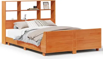 Image de Cadre de lit sans matelas cire marron 140x200cm bois pin massif