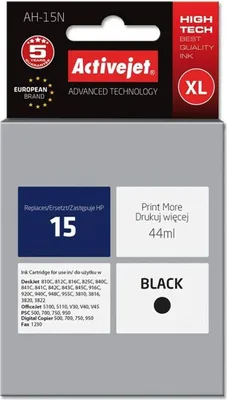 Image de Activejet AH-15N Ink cartridge (replacement for HP 15 C6615N; Supreme; 44 ml; black)