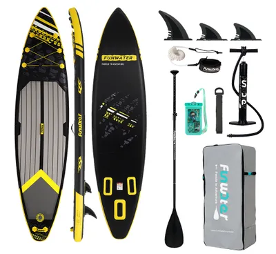 Immagine prodotto di Paddleboard 350x84x15 cm con accessori nero e giallo