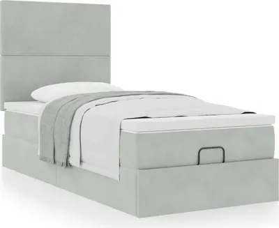 Obrázok produktu pre Osmanský rám postele s matracmi svetlosivá 90x200 cm zamat