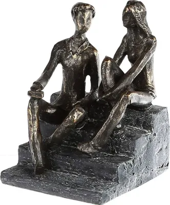 Produktbild von Tolle repräsentative Motto Figur Discussion, Skulptur und Kunstobjekt, Modell „ ZEIT IST KOSTBAR...„ bronzefarbenes finish, Maße 17 x 13 x 12 cm, Dekoobjekt und Geschenkartikel