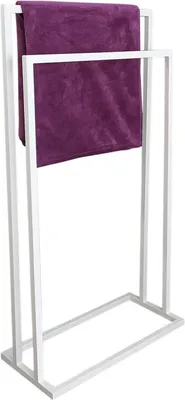 Produktbild von HMP Handtuchständer Handtuchhalter weiß massiv exklusiv Metall 100% freistehend doppelt